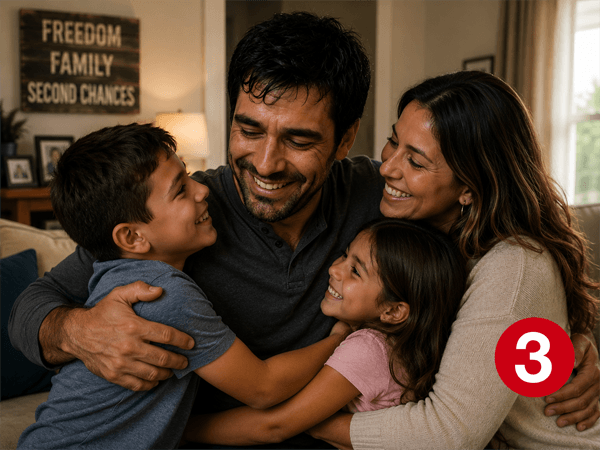Happy family reunited after release